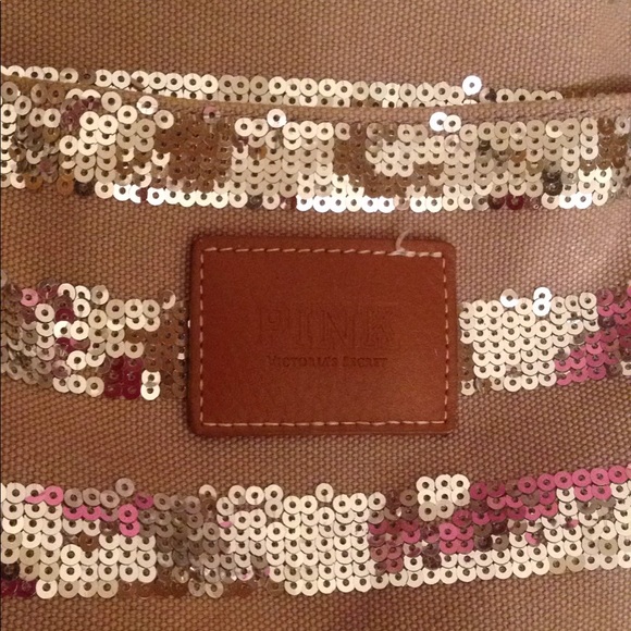 Victoria Secret Pink Silver only W/Tan Tote - Picture 2 of 5